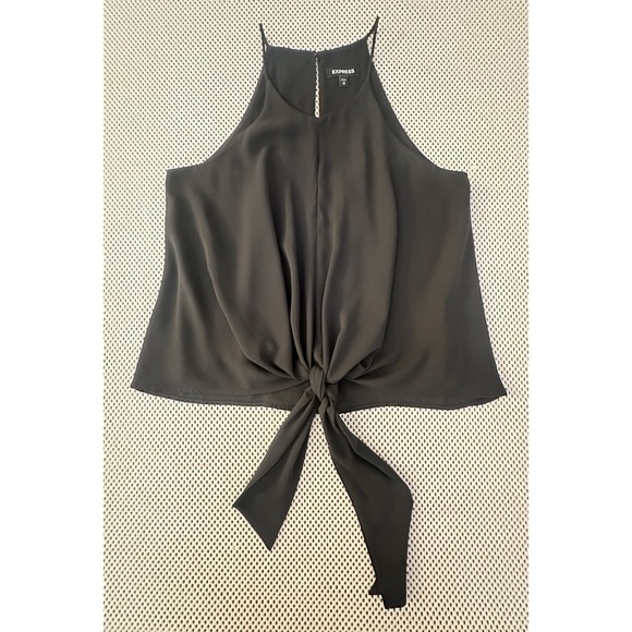 Express Halter Top Tank Blouse Women Size XS Tie Front Cami Sleeveless High Neck - Picture 1 of 7